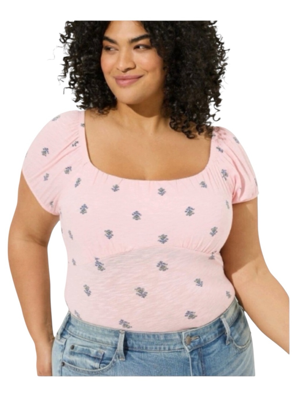 Torrid 2X Pink & Blue Print Top